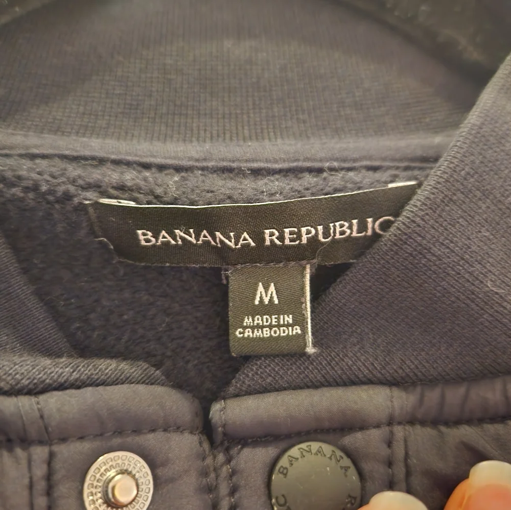Banana Republic Men's Jacket, Black Woven Quilted Coat Sz Medium EUC Lightweight